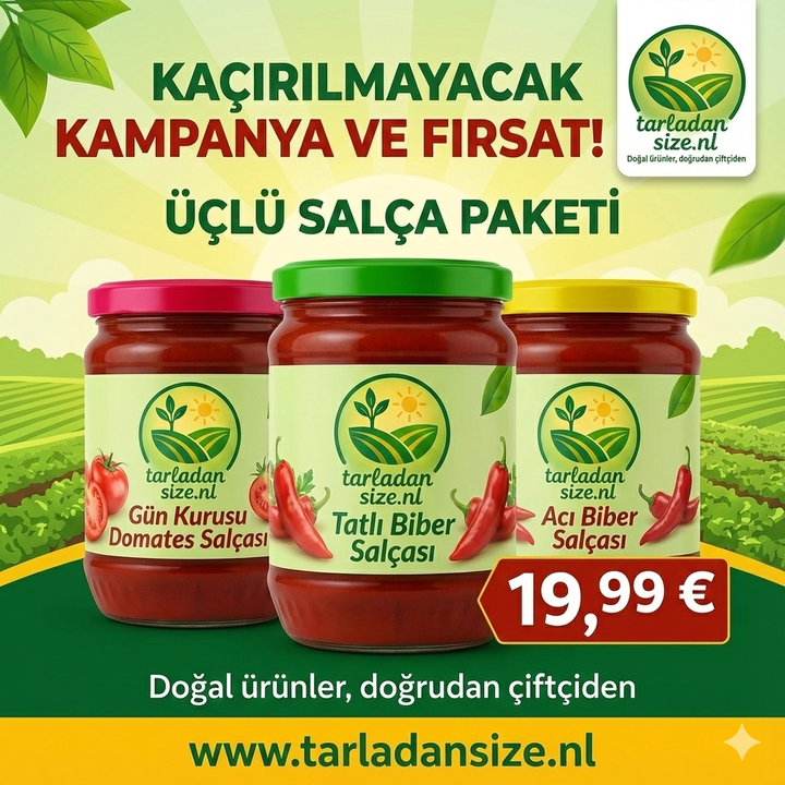 Gün Kurusu Domates, Tatlı ve Acı Biber Salçaları (Süper 3"lü)